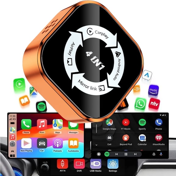 4in1 2026 New Wireless Carplay Adapter for Apple or Android Auto Connect Mirror Link Screen Airplay Projection Mini Adapter