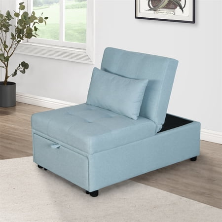 Segmart Linen Convertible Sofa Bed, Sky Blue