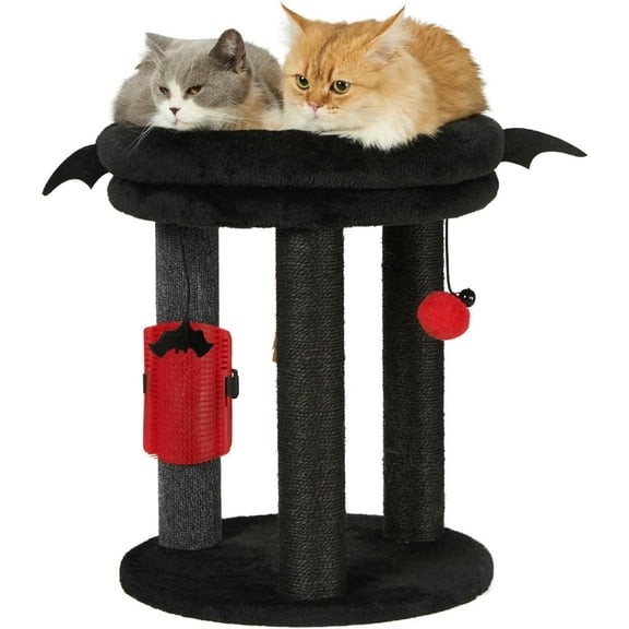 4in1 Small Tree, with Tower Soft Bed, Sisal Carpet Jute Posts with Three Ball Toys and Massage Brush for Indoor Cats and Kittens