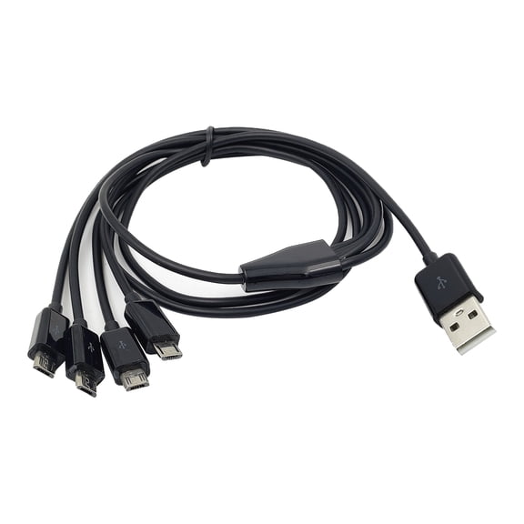 4in1 USB Male to USB Male Charging Cable USB Splitter Cord Total 1meter Long 75CM Main Line 25Cm branch line