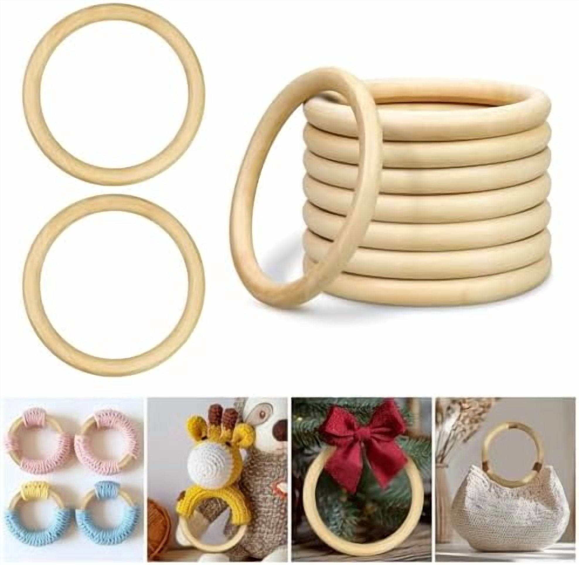 4inch/100mm Wooden Rings for Craft, 10Pcs Unfinished Wood Rings, Wooden ...
