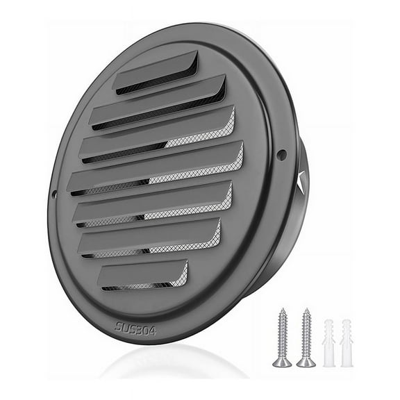4inch 304 Stainless Steel Air Vents, Louvered Grille Cover Vent Hood Flat Ducting Ventilation Wall Outlet