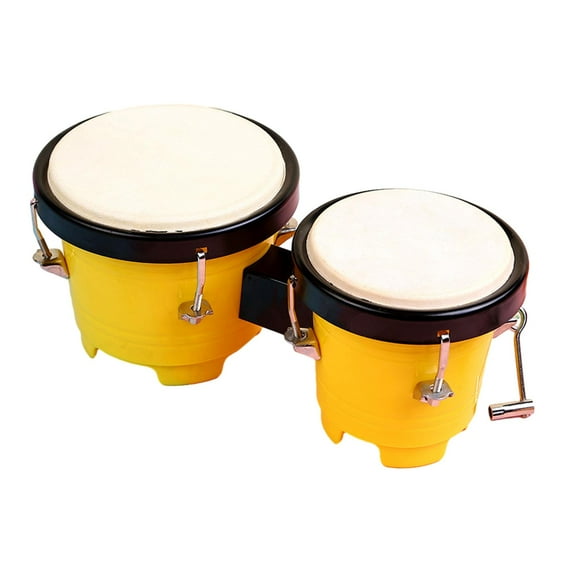 4inch 5inch Bongo Drum Set African Drum Tuning Early Educational Music Instruments Percussion Instrument for Kids Beginners Yellow
