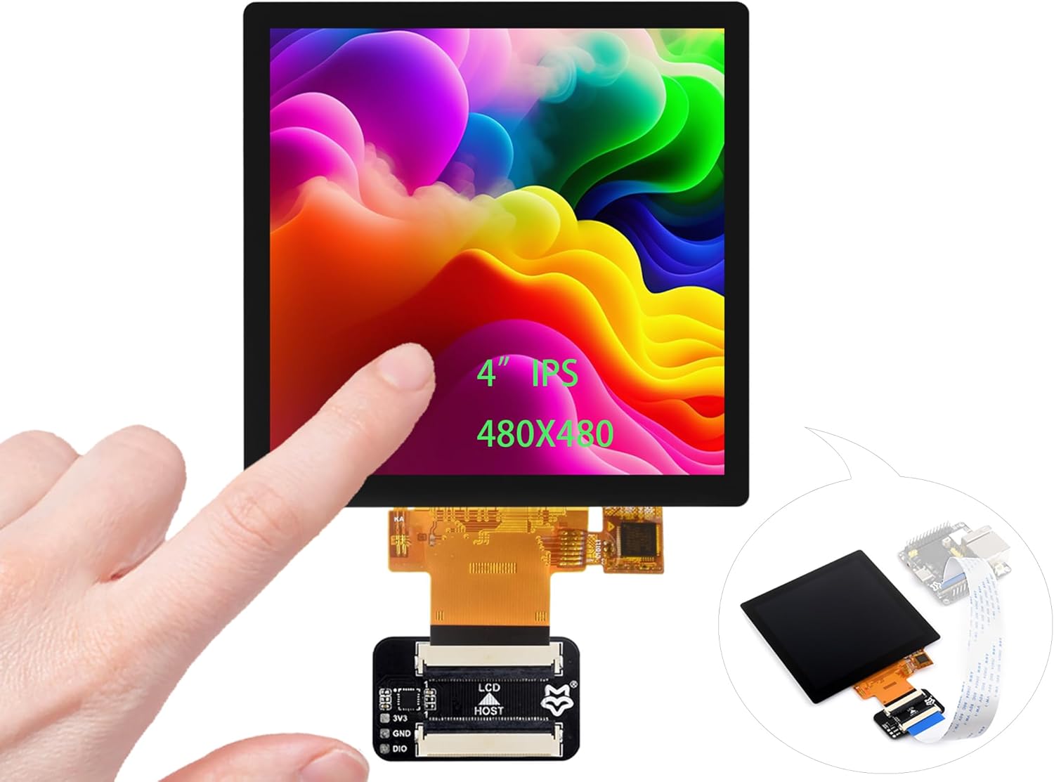 4inch Capacitive Touch Screen IPS Display 480x480 Pixels, RGB
