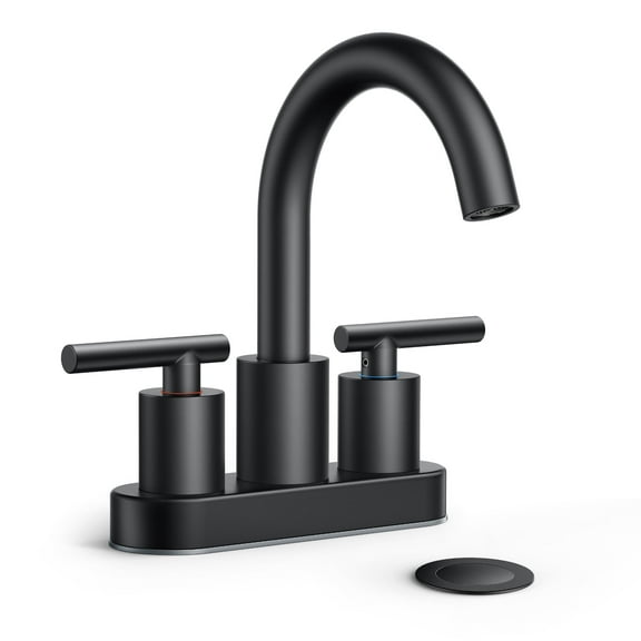 TVOFEK Bathroom Faucet 4 inch Centerset, Black 3 Hole Vanity Sink Faucet with Metal Pop up Drain for Lavatory RV, SUS316 Stainless Steel