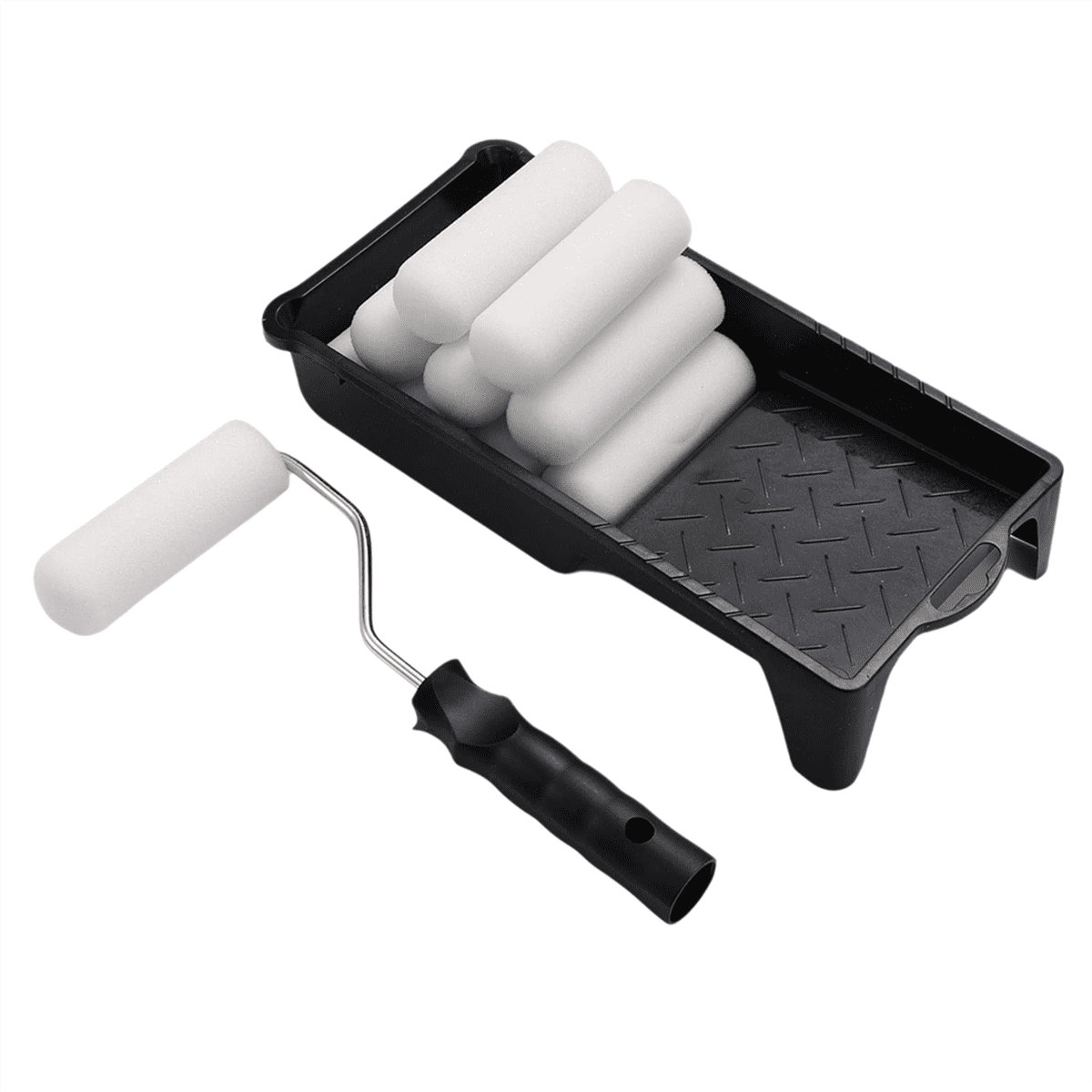 4inch Foam Paint Roller, Roller Frame with Mini Cover Replacement Covered Ends, (12 Pieces)