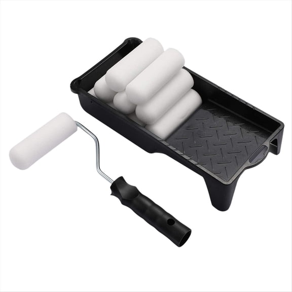 4inch Foam Paint Roller, Roller Frame with Mini Paint Roller Cover Replacement with Foam Covered Ends, (12 Pieces)