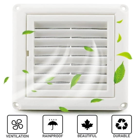 4inch Louvered Vent Cover Dryer Exhaust Air Vent Cover with 4 Screws Stops Birds Nesting Outside Easy Installation (White)