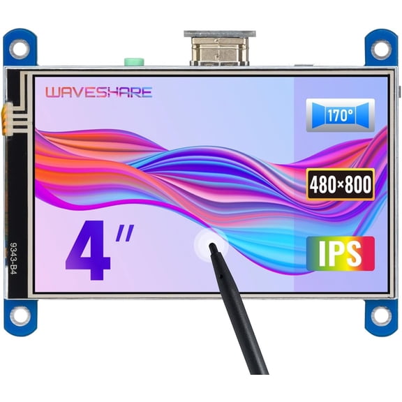 4inch Resistive Touch Screen LCD Compatible with 4B/3B+/3A+/2B/B+/A+/Zero/Zero W/WH/Zero 2W CM3+/4 480800 Resolution HDMI IPS Supports Windows