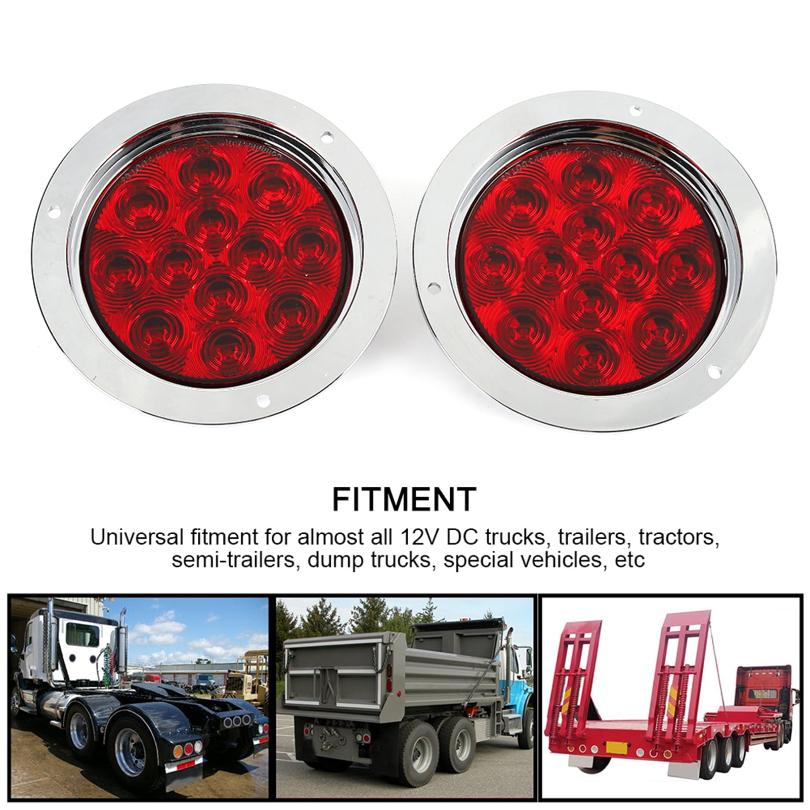 4inch Round Red LED Trailer Tail Lights Stop Brake Turn Tail Marker