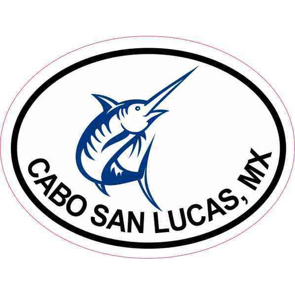 4inx3in Oval Marlin Cabo San Lucas Sticker Fishing Decal Luggage