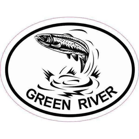 4inx3in Oval Trout Green River Sticker Car Decal Luggage Fishing Stickers