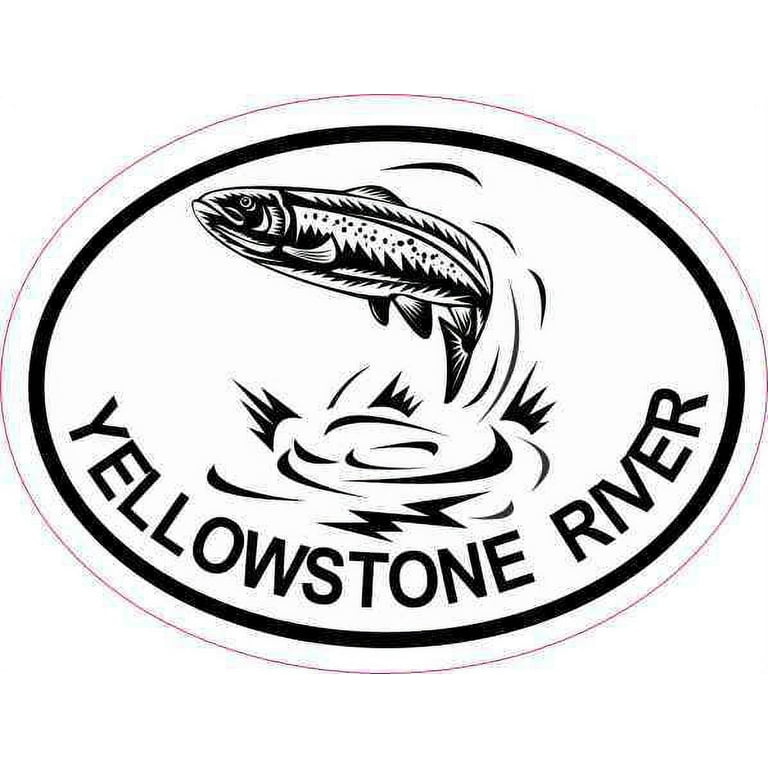 4inx3in Oval Trout Yellowstone River Sticker Car Luggage Fishing Stickers 