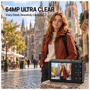 4K 64MP Digital Camera with 12X Zoom, Autofocus Point and Shoot Camera, WiFi Transfer, LED Fill Light, Compact Digicam with 32GB Card for Travel and Beginners