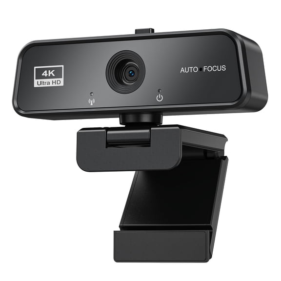 4k Full HD Webcam with Microphone, Auto Light Correction, 360 Rotatable, Built-in Privacy Cover, Plug & Play, Compatible with Windows, Mac, Laptop, Desktop (Zoom, Skype, Teams)