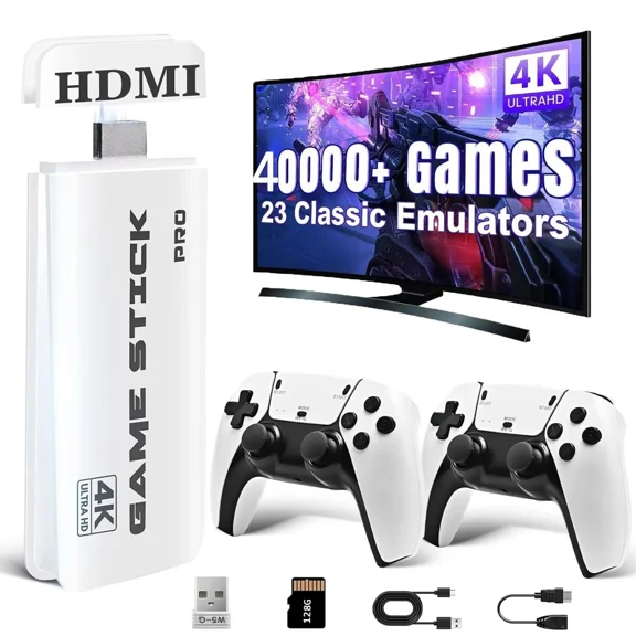 4k HD HDMI Plug & Play TV Video Gaming Stick, 40,000+ Games, 23 Emulators, Gift for Adult & Family