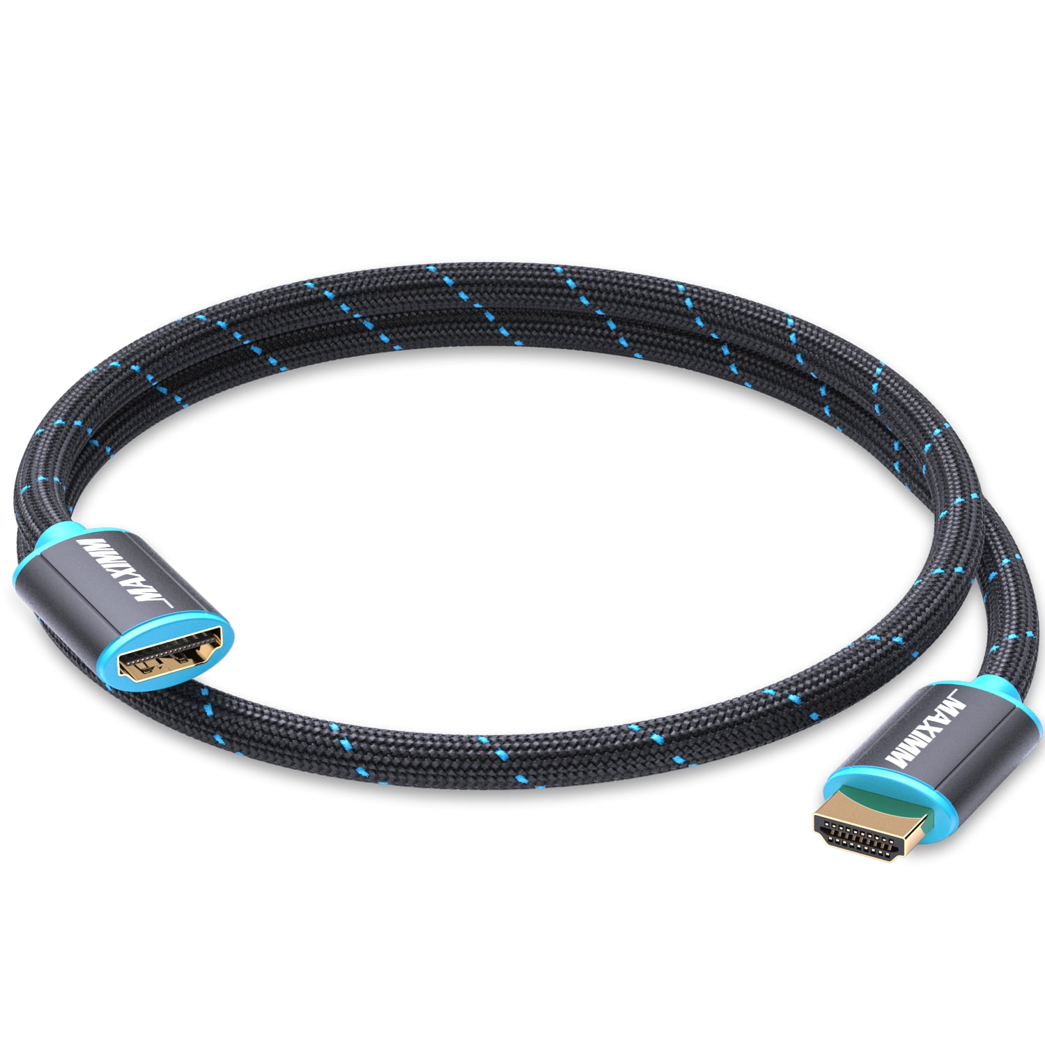 Cable extensor HDMI 4K de 1.5 pies, macho a hembra, trenzado de alta velocidad 2.0, certificado UL, paquete de 3