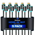 thumbnail image 1 of 4k HDMI Cable Male to Female, 1.5ft, HDMI Extension Cable, High Speed HDMI Cable, Braided 2.0 Cable 5 Pack, UL-Listed, 1 of 6