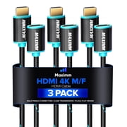 4k Hdmi Cable 12ft, Hdmi Extender Cable Male to Female Hdmi Cord, Hdmi 2.0 Cable 120Hz Short Hdmi Cable (12ft, 3 Pack)
