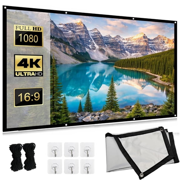 4k Metal Lightproof Foldable Portable Movie Screen, 120in 16:9 Metallic Anti Light Projector Screen, 160° Wide Viewing Angle, HD Wall Mount for Home Theater, Office, Outdoor Daytime Use
