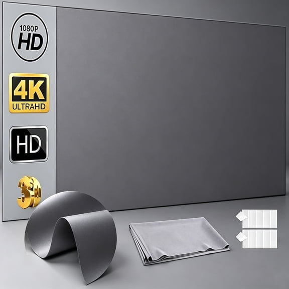 4k Metal Lightproof Foldable Portable Movie Screen, 16:9 HD Anti Light Projector Screen,160°Wide Viewing Angle (60in)