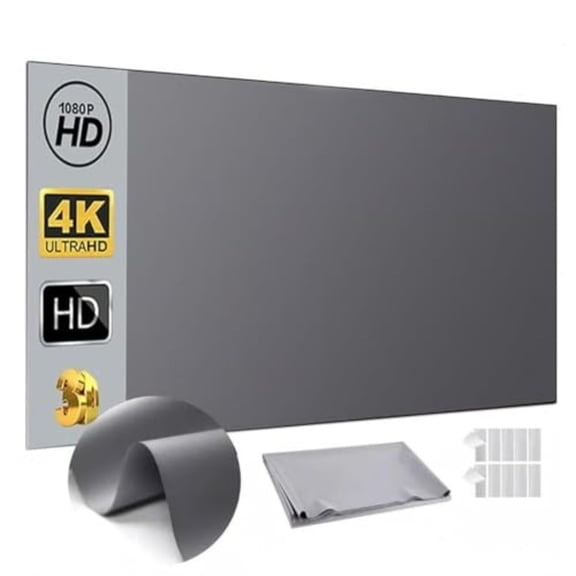 4k Metal Lightproof Foldable Portable Movie Screen, 16:9 HD Anti Light Projector Screen, 160°Wide Viewing Angle for Home Theater, Office, Classroom