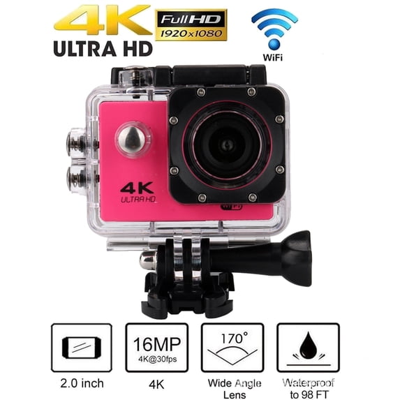 4k Ultra HD Mini Action Camera, 2.0" Screen WiFi Sports DV Camera, Underwater Waterproof Camera, Helmet Cameras for Motorcycles ,Wide USe