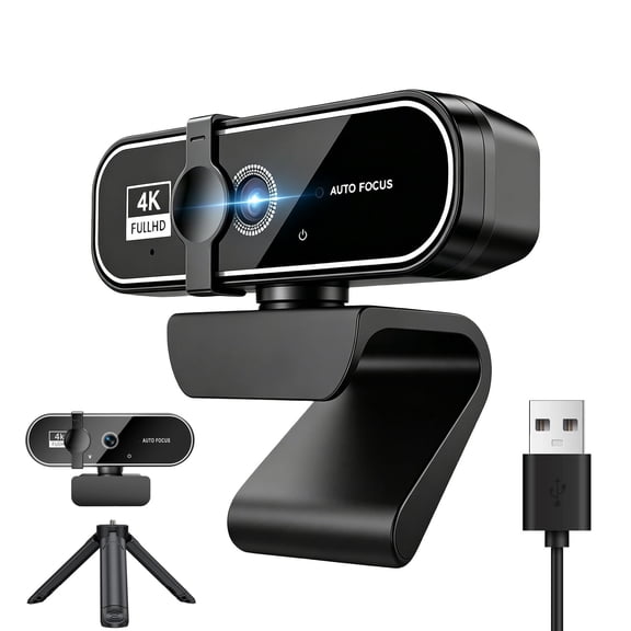 4k Webcam with Microphone, HD Webcam Web Camera with Tripod Stand, Widescreen USB Computer Camera, Streaming Mic Web cam for Online Calling/Conferencing,Facetime/YouTube Desktop Laptop PC