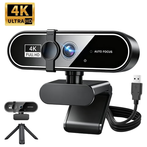 4k Webcam with Microphone, HD Webcam Web Camera with Tripod Stand, Widescreen USB Computer Camera, Streaming Mic Web cam for Online Calling/Conferencing,Facetime/YouTube Desktop Laptop PC