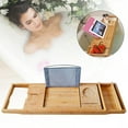 thumbnail image 1 of 4kg Load-bearing Bathtub board Extendable bathtub shelf - made of bamboo with tablet holder for Bathrooms, 1 of 20