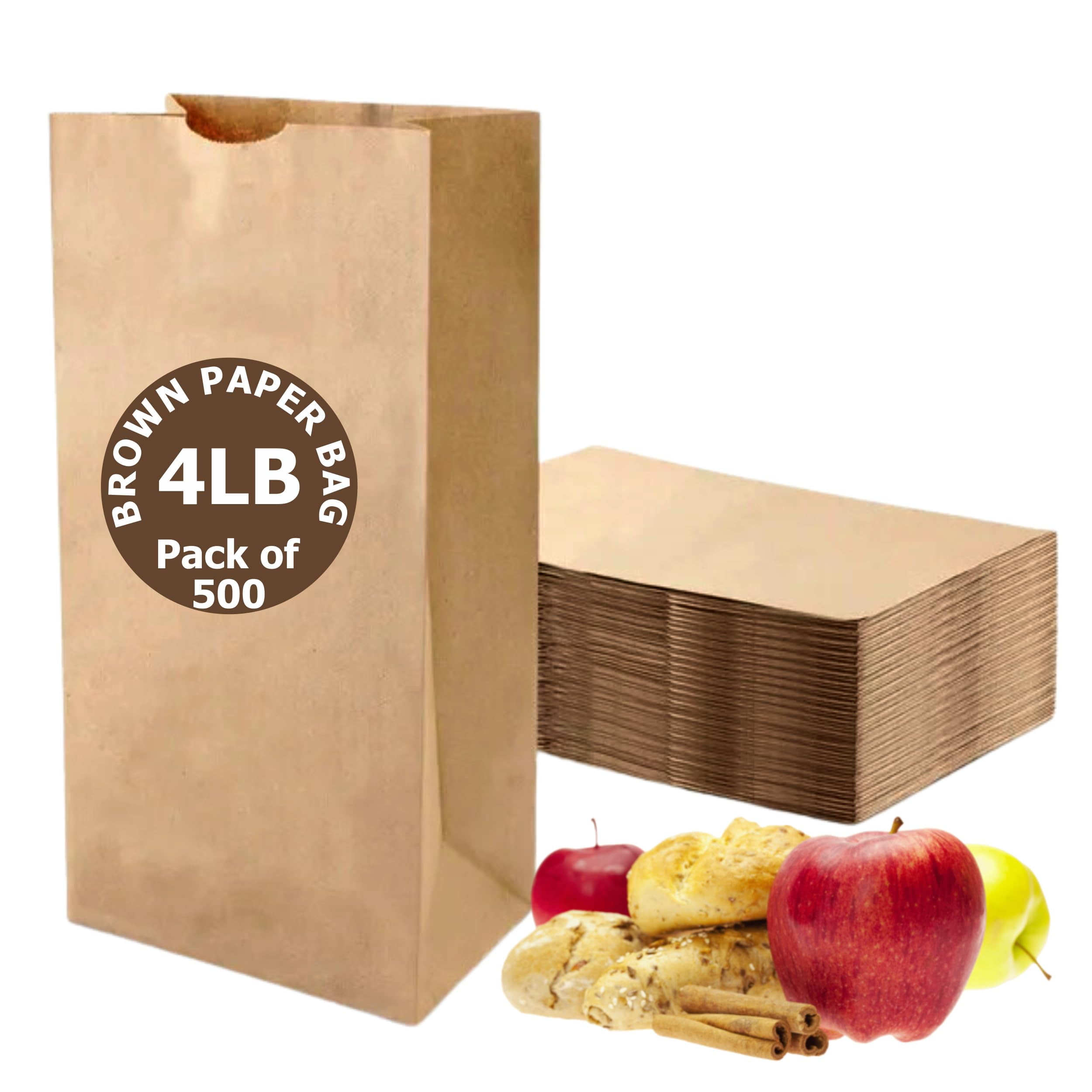 4lb Brown Kraft Paper Lunch and to Go Bags - Pack of 500ct C33