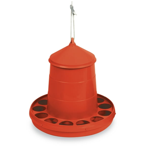 4lb Plastic Hanging Poultry Feeder in Red
