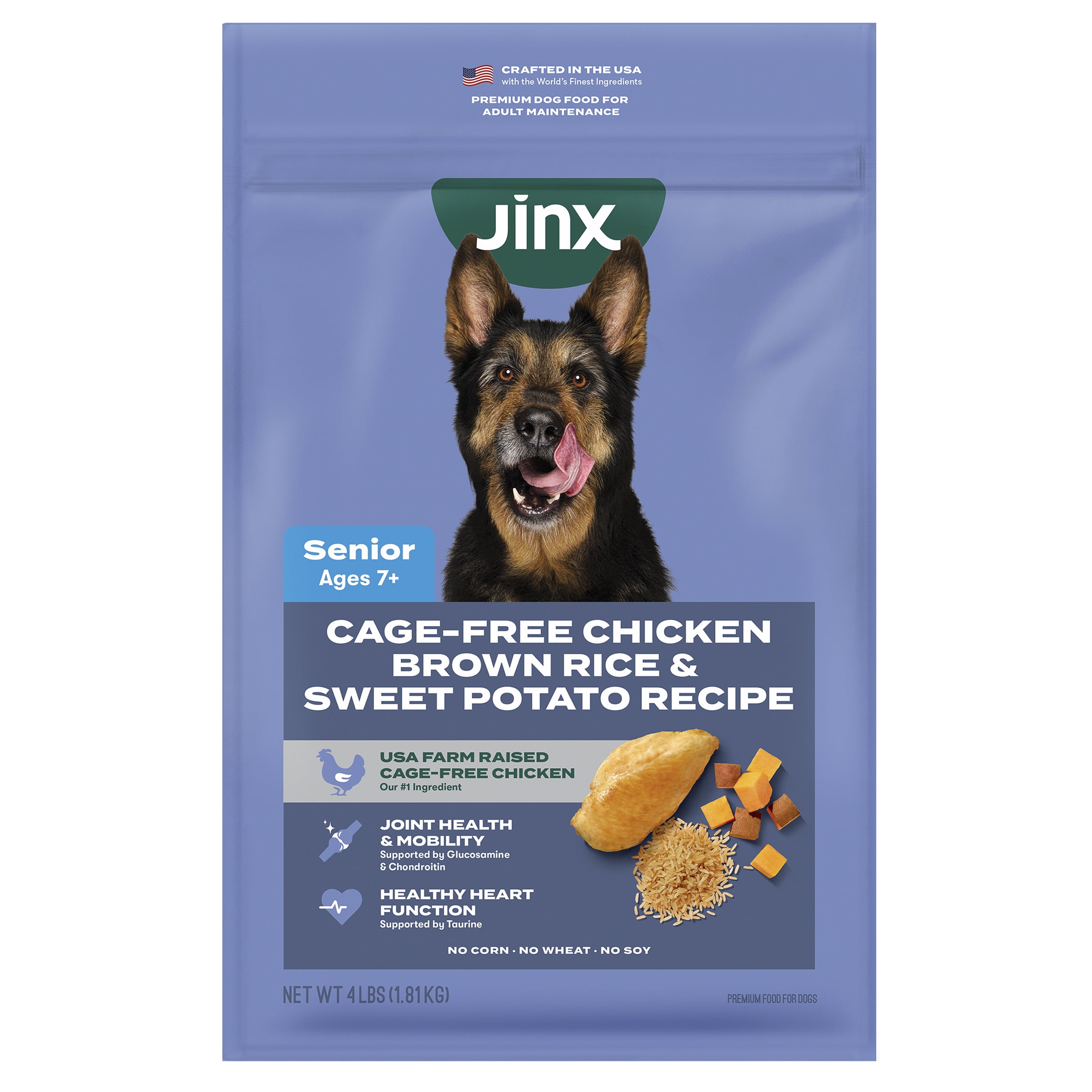 Jinx Senior Chicken, Brown Rice, & Sweet Potato Kibble, 4 lb