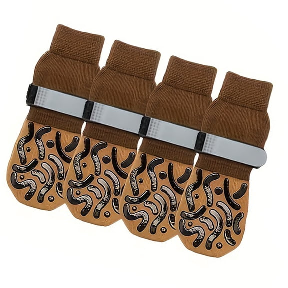 4lots Antiskid Dog Paw Protectors Warm Dog Socks Small Knitted Warm Socks for Indoor and Outdoor Use