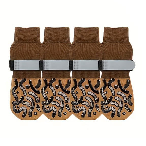 4lots Dog Paw Protectors Moisture Barrier Nonslip Base Yellow Geometric Styles Small to Large Dogs