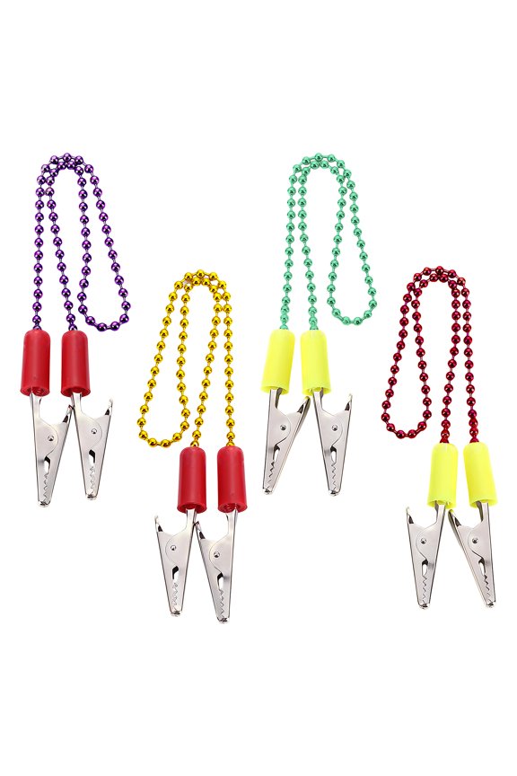 4lots Metal Napkins Chains with Rustless Steel Clip Rustproof Dining Necklaces for Home Restaurant Multicolor Protective