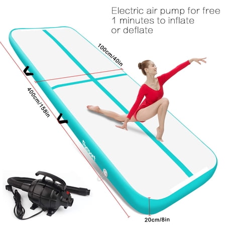 4m*1m*0.2m Fbsport Inflatable Air Track Tumbling Gymnastic Mat Floor Home Training 20cm Thick Airtrack Mat Gift