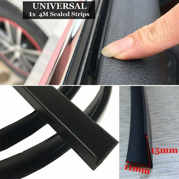 4m V-type Car Seal Strip 15mm 11mm for Auto Car Side Casement Rubber Black