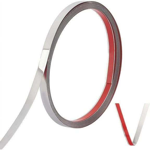 4m Wall Molding Trim 201 Stainless Steel Peel and Stick Self-Adhesive Flexible Molding Trim Molding Wall Trim for Wall Mirror Furniture Door Wardrobe Stainless Steel Color 10mm Wide