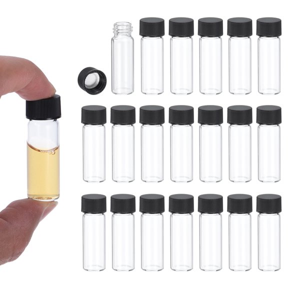 4ml Clear Glass Vials, 100 Pack Sample Vials with Screw Cap Reagent Media Bottle Leak-Proof