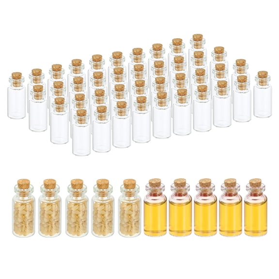 4ml Tiny Glass Bottles Vials, 50Pcs Mini Clear Bottles Glass Empty Jars with Cork Stoppers Tiny Vials Container for Powder Cream Art