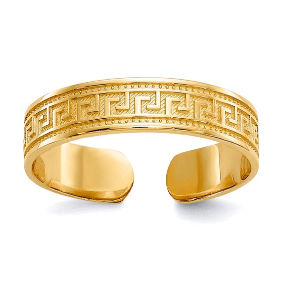 4mm 10k Solid Yellow Gold Greek Key toe ring toe ring for Women -