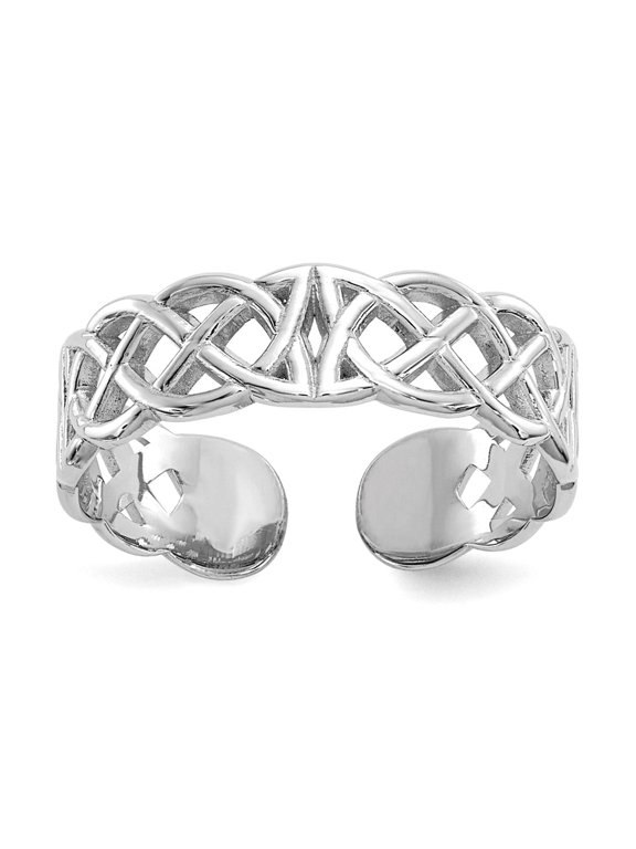 Solid 10k Yellow or White Gold 4mm Polished Woven Irish Claddagh Celtic Trinity Knot Adjustable toe ring toe ring for Wo