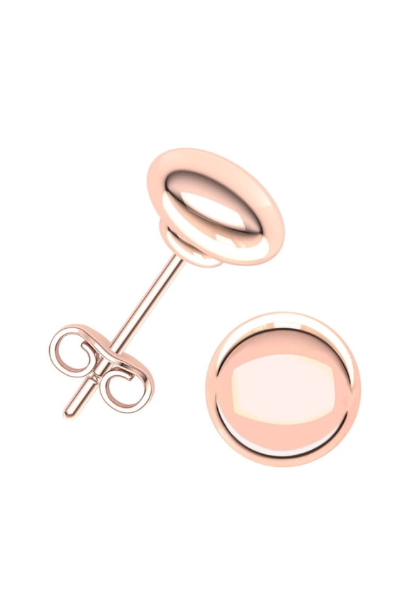 4mm 14K Solid Rose Gold Button Ball Earrings Stud