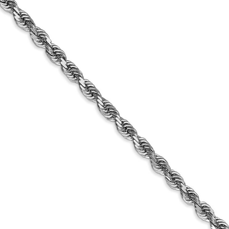 4mm, 14k White Gold D/C Quadruple Rope Chain Necklace, 20 Inch 