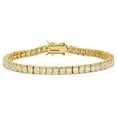 thumbnail image 1 of 4mm 14k Yellow Gold Plated Clear Cubic Zirconia Flat Link Tennis Bracelet, 8 inches, 1 of 7