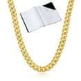 thumbnail image 1 of 4mm 14k Yellow Gold Plated Flat Cuban Link Curb Chain Necklace, 30 inches, 1 of 7