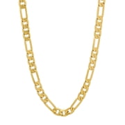 4mm 14k Yellow Gold Plated Flat Figaro Chain Necklace, 22 inches