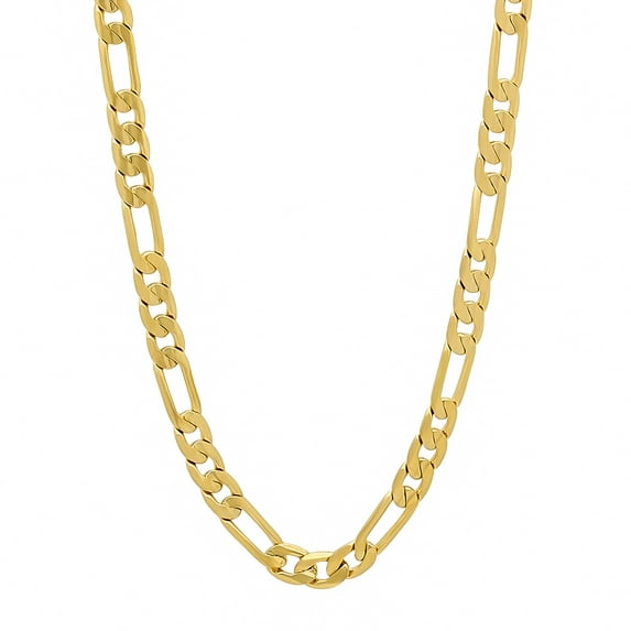 4mm 14k Yellow Gold Plated Flat Figaro Chain Necklace, 30 inches