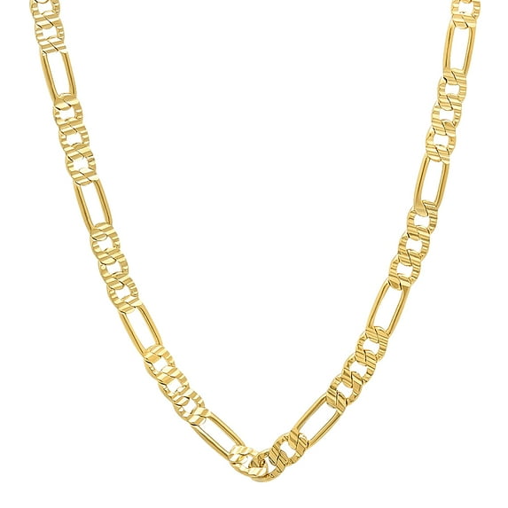 4mm 14k Yellow Gold Plated Flat Figaro Choker Chain Necklace, 18 inches